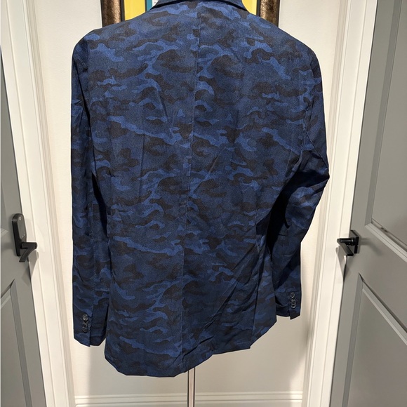 Tailorbyrd Mens Navy Camouflage Corduroy Blazer - Picture 3 of 4